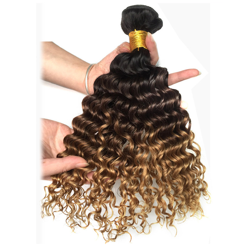 Ombre 1B/4/27 Brazilian Deep Wave Human Remy Virgin Hair Weaves 100g/bundle Double Wefts 3Bundles/lot full and soft