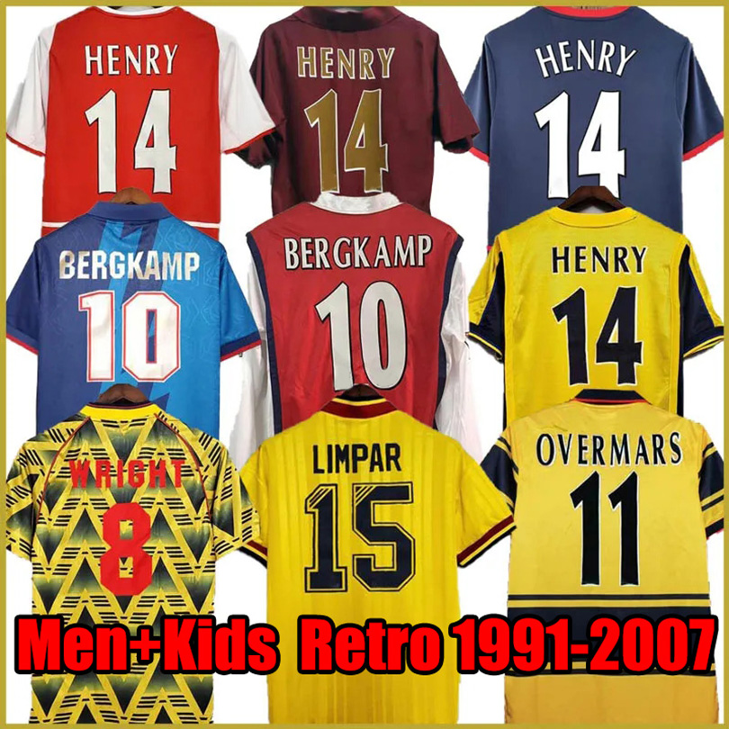 Arsen Retro Soccer Jersey HENRY HIGHBURY Home Away Long Sleeves Football Shirts BERGKAMP VIEIRA REYES ADAMS GALLA WRIGHT 91 92 98 99 01 02 04 05 06 07