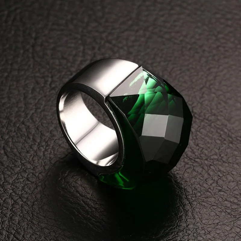 Fashion Large Ring for Women Multicolor Wedding Jewelry 7 Colors Big Glass Stone Ring Stainless Steel Anillos 240125