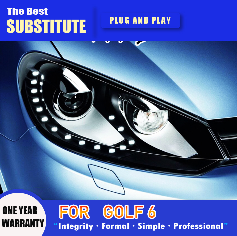 Car Accessories DRL Daytime Running Light For VW Golf 6 R20 LED Headlight Assembly 09-12 Streamer Turn Signal Indicator Head Lamp