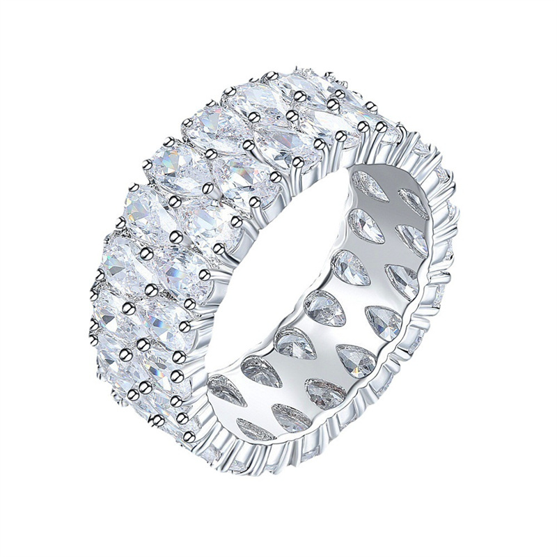Moissanite Diamond Gemstone Wedding Rings For Women Men Inlay CZ Zircon Lovers Engagement Rings Party Gifts Fine Jewelry