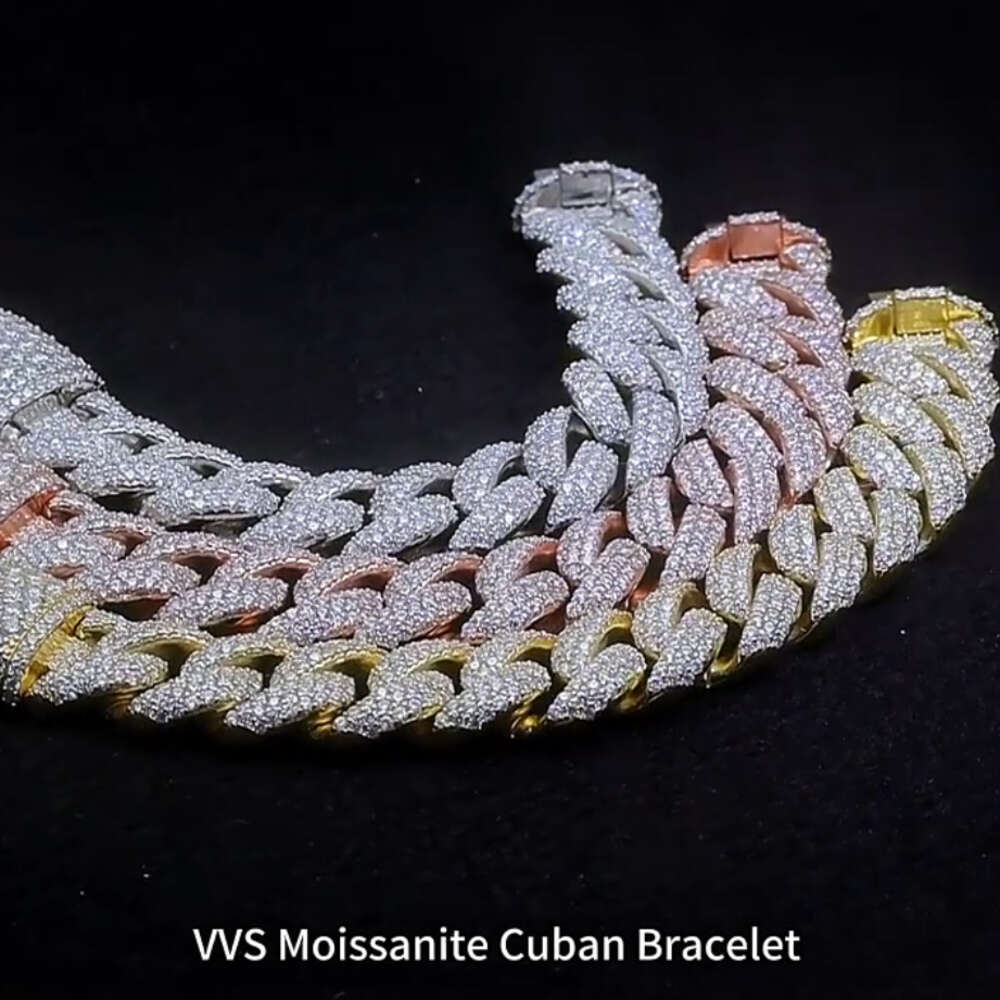 bracelet necklace mossanite Factory Price 20mm Luxury Cuban Link Chain Vvs Moissanite Hip Hop Jewelry Iced Out Bracelet