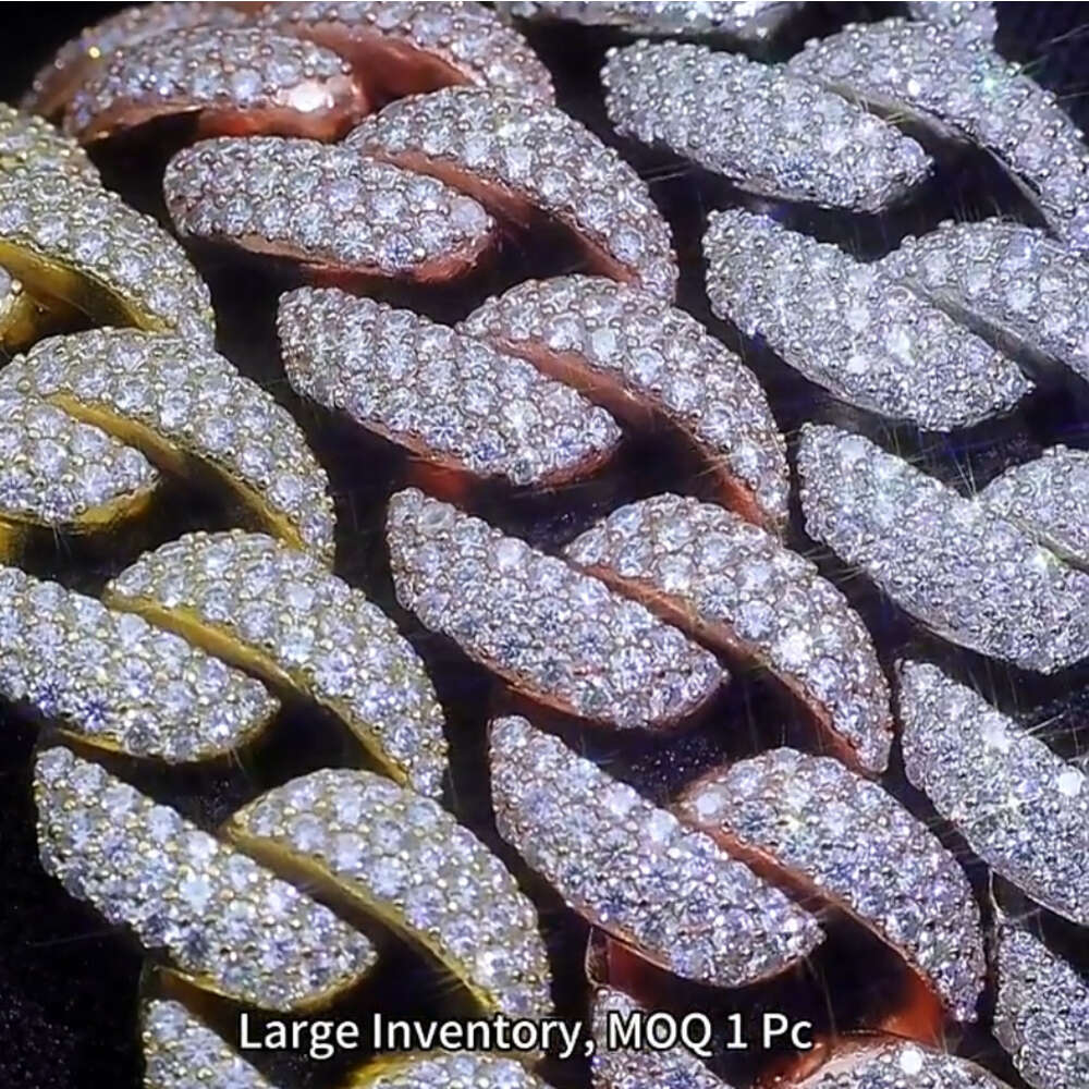 bracelet necklace mossanite Factory Price 20mm Luxury Cuban Link Chain Vvs Moissanite Hip Hop Jewelry Iced Out Bracelet