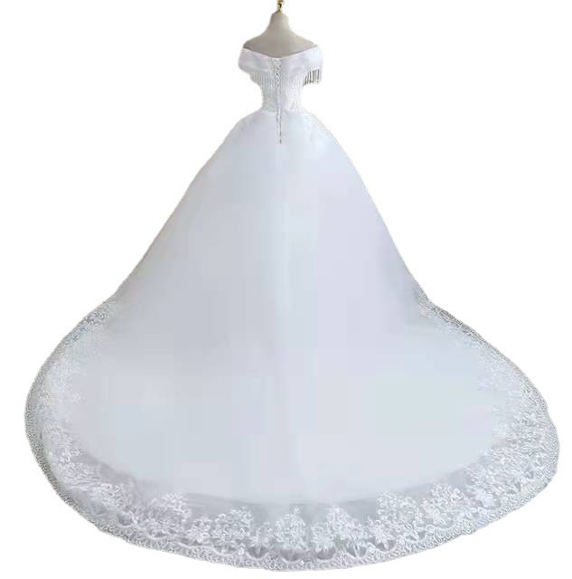 Modest off shoulder a line Wedding Dresses Bridal Gs elegant crystals tassels princess Lace Appliqued Sequins Plus Size Robe De Mariee Custom made lac