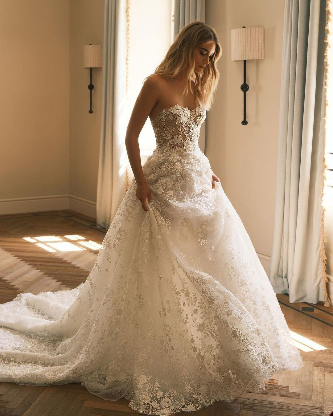 Beach A Line Wedding Dresses Sweetheart Lace Appliques Robe De Soiree Zipper Back Long Boho Brdial Gowns
