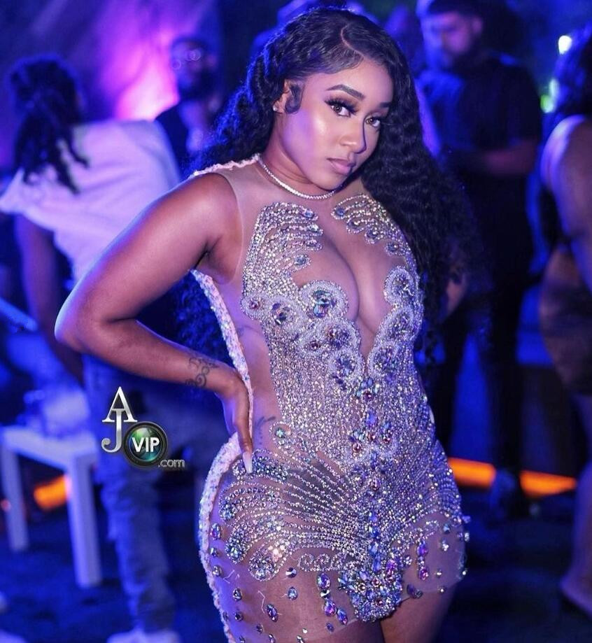 Silver Diamond Mini Evening Cocktail Dresses for Women Luxury Crystal Beaded Sheer Mesh Birthday Prom Gown for Black Girl