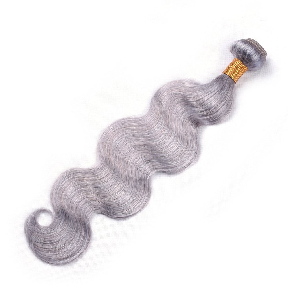 Silver Grey Brazilian Body Wave Human Remy Virgin Hair Weaves 100g/bundle Double Wefts 3Bundles/lot