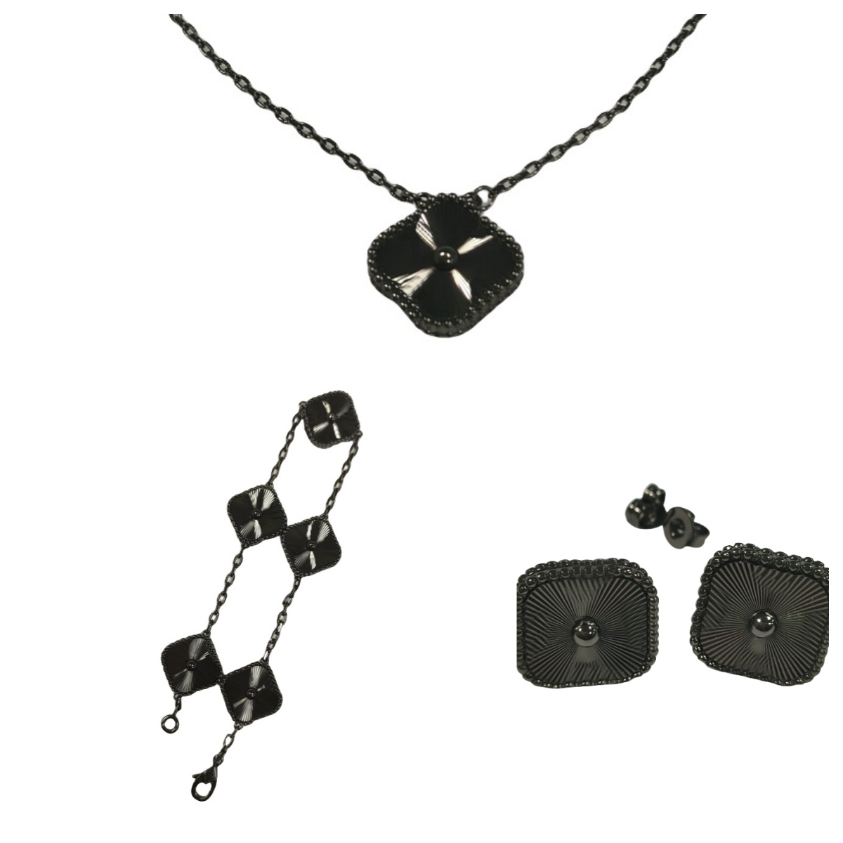 Elegant Fashion leaf Clover Design Gold Color Chain Earrings Bracelet Necklace Man Woman Wedding Special Jewelry