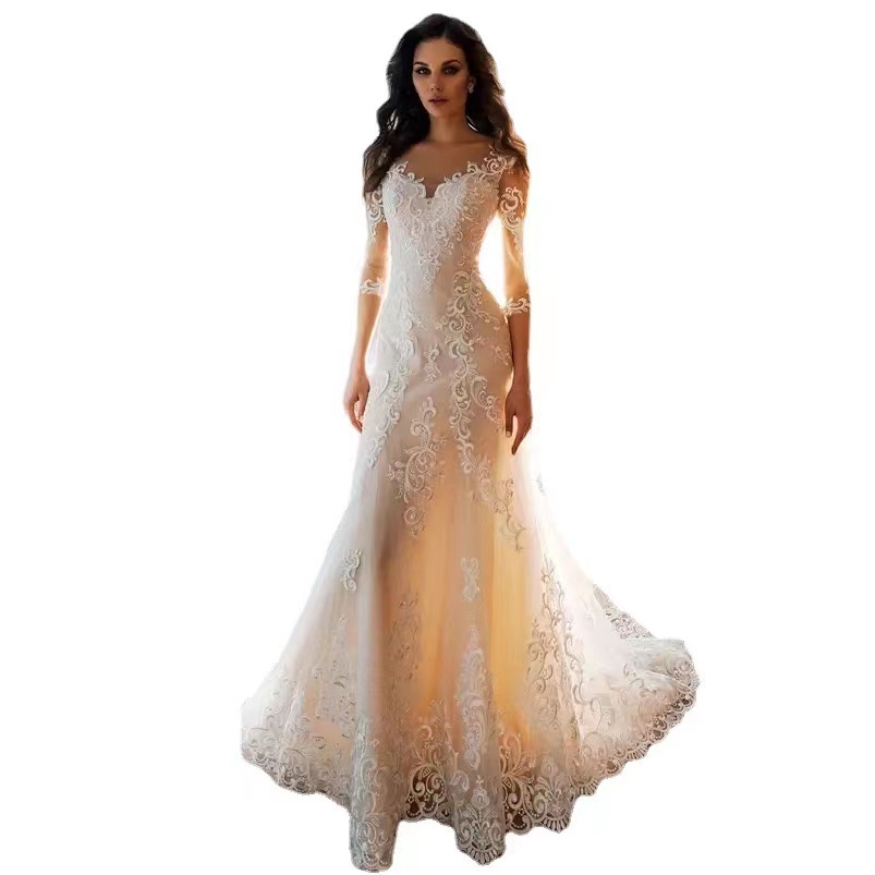 white lace mermaid Wedding Dresses Bandeau Sequins Beaded Sexy flowers Trailing Lace Satin sweep train Custom Made Plus Size elegant Skinny Wedding Gu