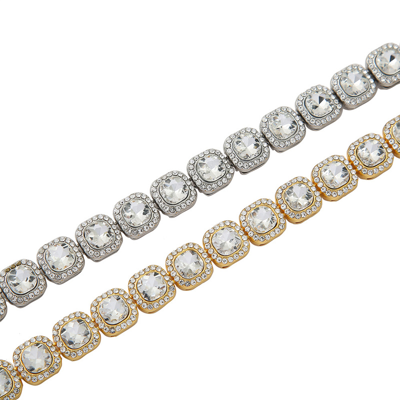Hip hop Personality Men And Women Necklace Rock Sugar Diamond Choker Necklace Alloy Rhinestone Cuban Chain Necklaces