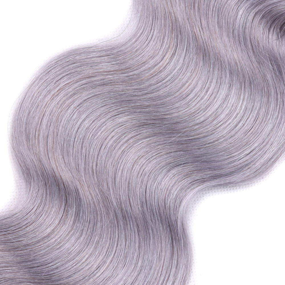 Silver Grey Brazilian Body Wave Human Remy Virgin Hair Weaves 100g/bundle Double Wefts 3Bundles/lot