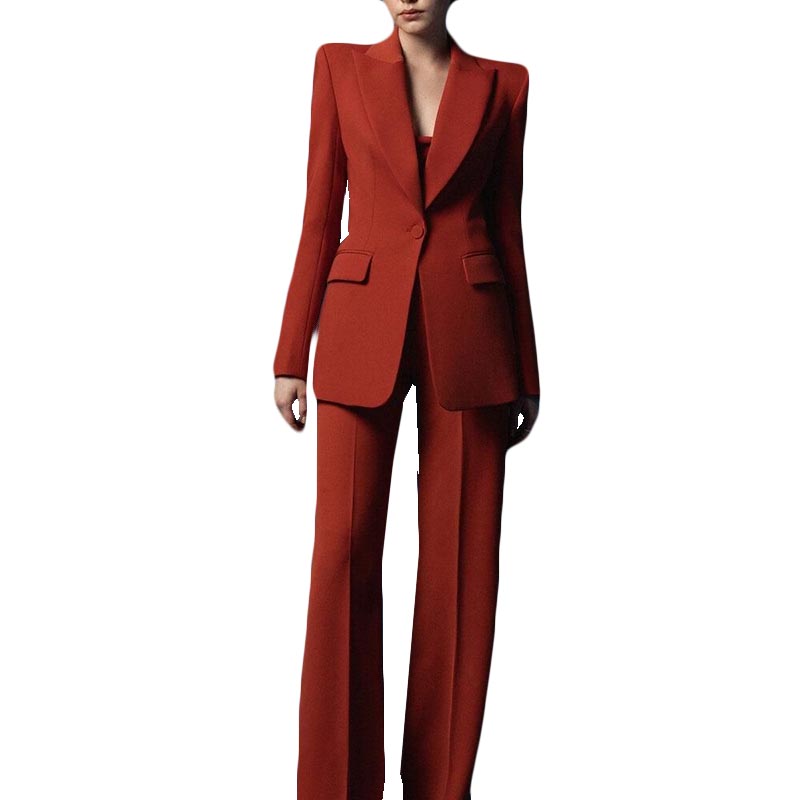 Dark Red Women Pants Suits Spring Fashion 2 Pieces Mother Of Bride Blazer Tuxedos Custom Made Wear Trousers Sets