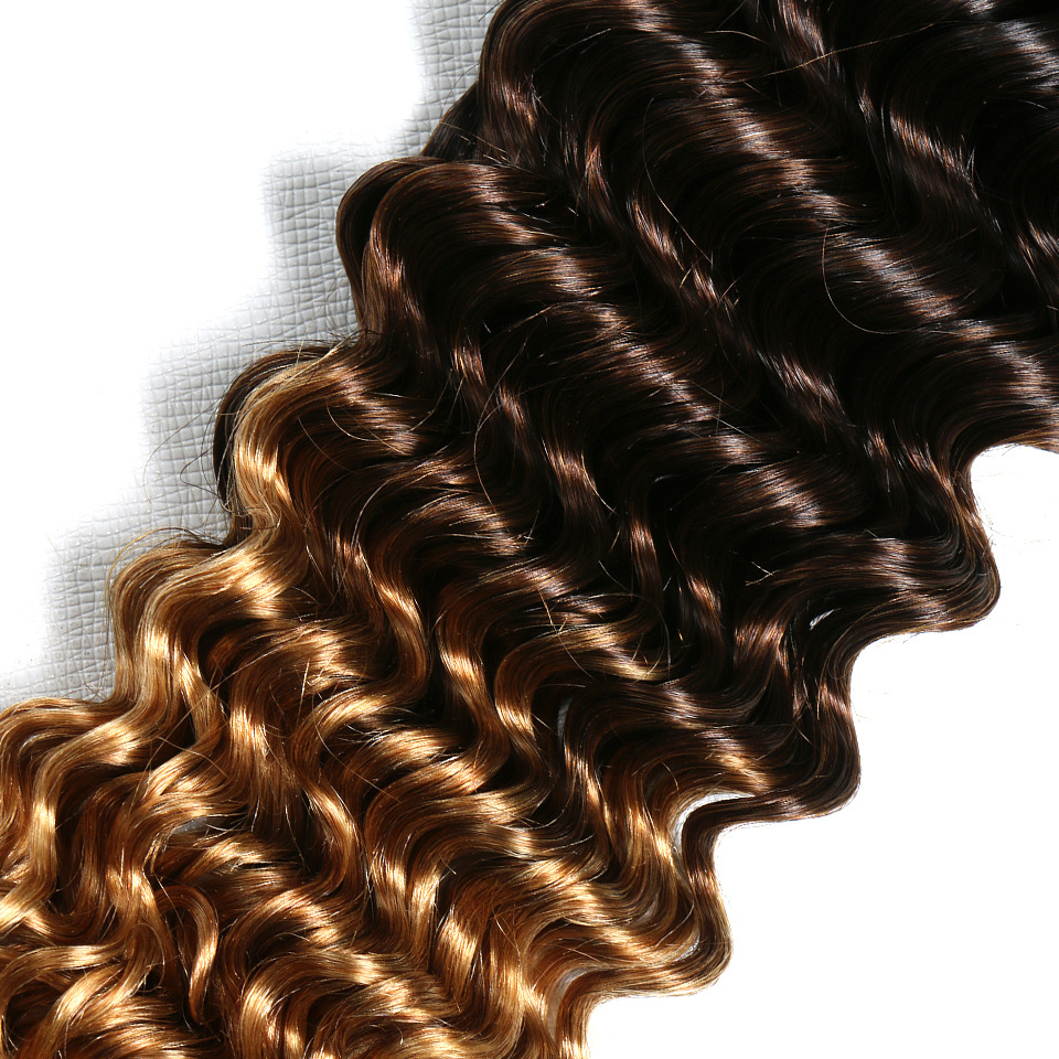 Ombre 1B/4/27 Brazilian Deep Wave Human Remy Virgin Hair Weaves 100g/bundle Double Wefts 3Bundles/lot full and soft