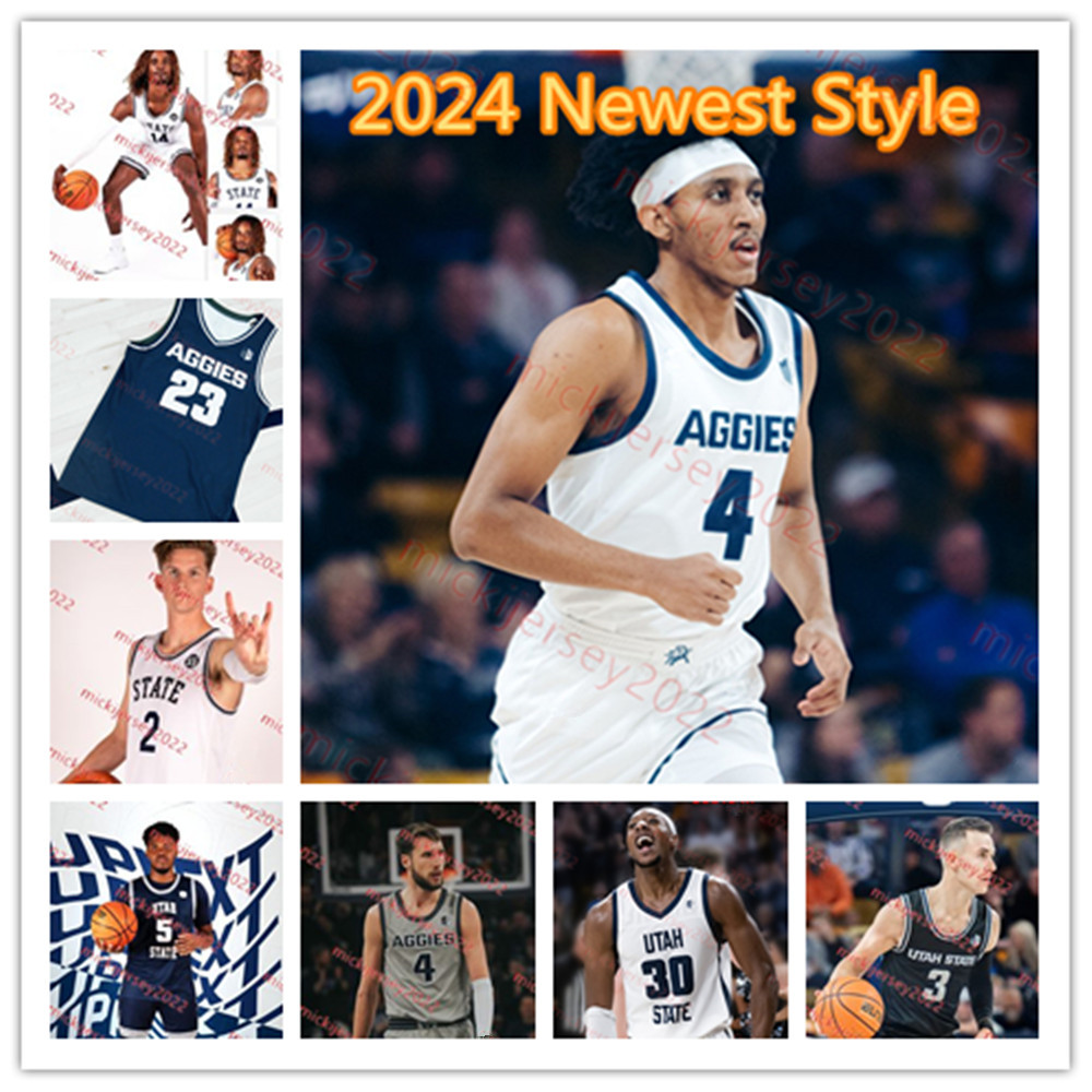 Drake Allen UtahState Aggies Jersey 13 Deyton Albury 23 Isaac Davis 15 Rylan Jones 12 Mason Falslev 24 Zee Hamoda Trevin Dorius Stitched Aggies Basketball Jerseys