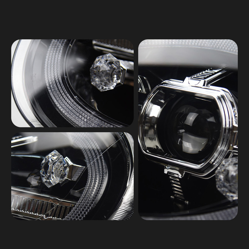 For VW Beetle LED Headlight Assembly 13-21 DRL Daytime Running Light Streamer Turn Signal Indicator High Beam Angel Eye Projector Lens