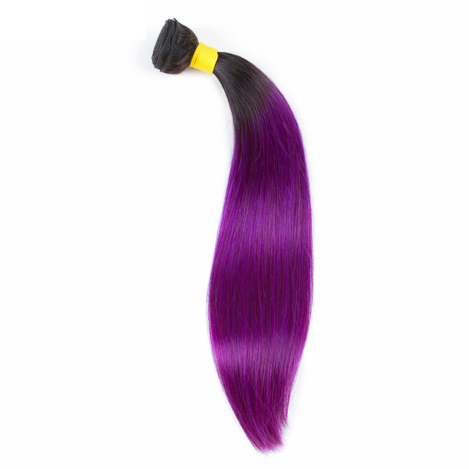 Ombre 1B/Purple Brazilian Straight Human Remy Virgin Hair Weaves 100G/Bundle Double Wefts 3Bundles/Lot