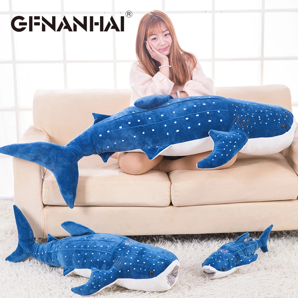 1pc 56cm cartoon simulation blue shark plush toy stuffed soft creative animal whale dolls cushion for children birthday gif 240122
