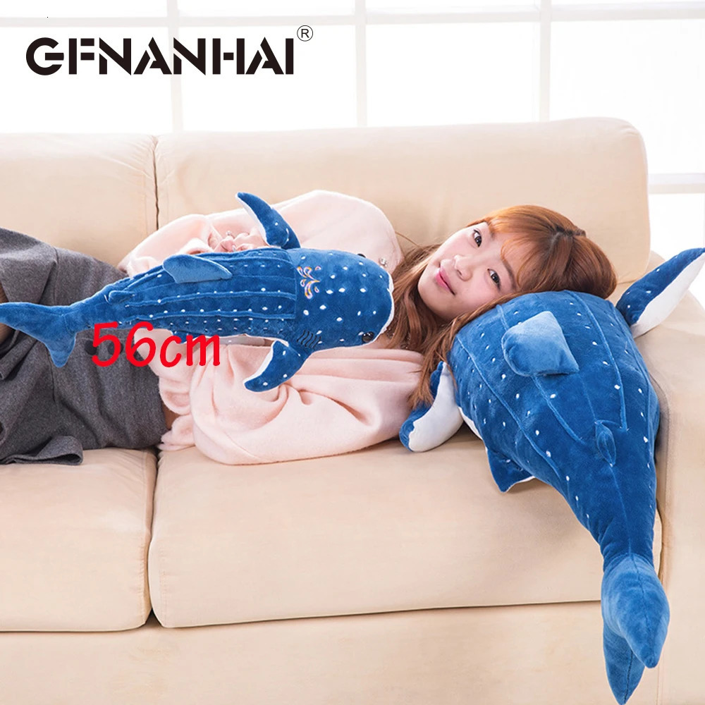 1pc 56cm cartoon simulation blue shark plush toy stuffed soft creative animal whale dolls cushion for children birthday gif 240122