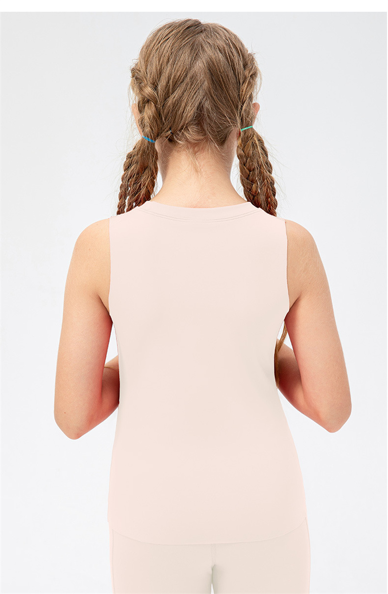 Kids Yoga Shirt Short Sleeve for Girls Crew Neck Breathable Seamless Quick Dry Childrens Fintness Sports Summer T Shirt LM23104