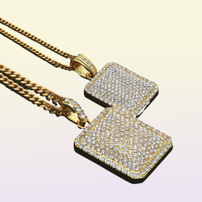 Mens Gold Cuban Link Chain Fashion Hip Hop Jewelry with Full Rhinestone Bling Bling Diamond Dog Iced Out Pendant Necklaces