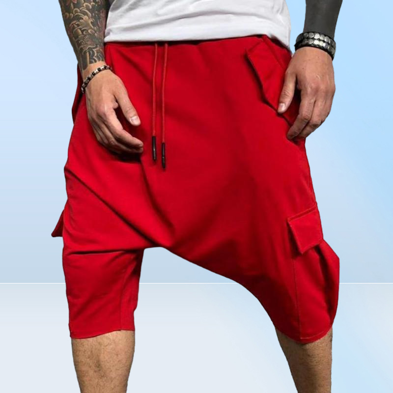 Men039s Pants Fashion Summer Harem Adjustable Microelastic Soft Cotton Blend Low Crotch Cargo Trousers Plus Size For Male