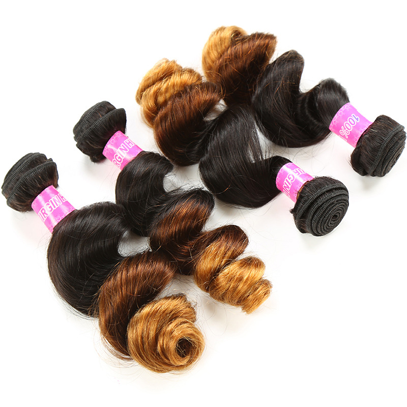 Ombre 1B/4/27 Brazilian Loose Wave Human Remy Virgin Hair Weaves 100g/bundle Double Wefts 3Bundles/lot full and soft