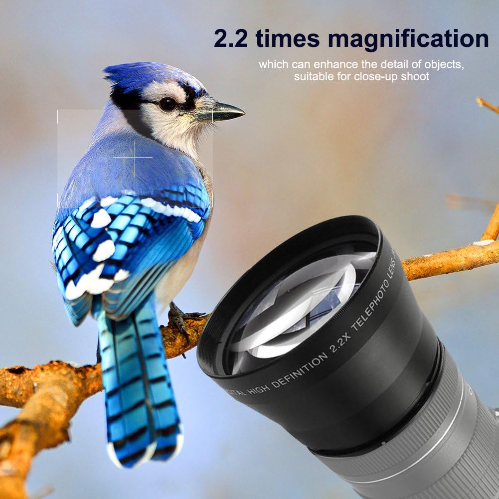 2.2X Camera Lens HD Telephoto extender lens 72mm 67mm 62mm 58mm Mirrorless Camera Teleconverter for Nikon Canon Sony Pentax Olympus DSLR Camera