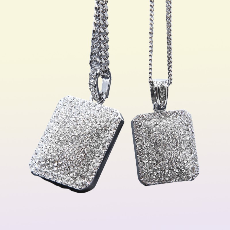 Mens Gold Cuban Link Chain Fashion Hip Hop Jewelry with Full Rhinestone Bling Bling Diamond Dog Iced Out Pendant Necklaces
