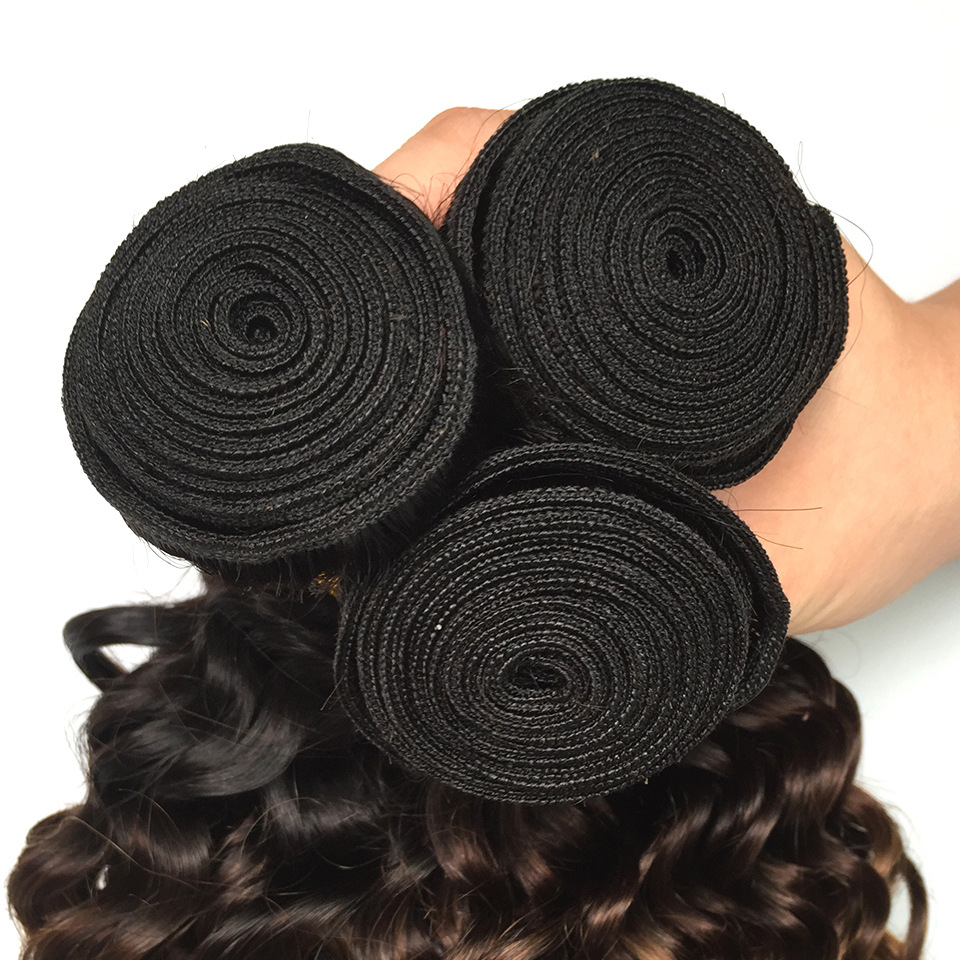 Ombre 1B/4/27 Brazilian Deep Wave Human Remy Virgin Hair Weaves 100g/bundle Double Wefts 3Bundles/lot full and soft