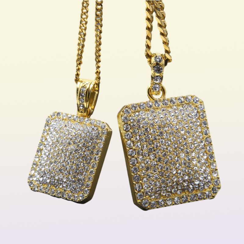 Mens Gold Cuban Link Chain Fashion Hip Hop Jewelry with Full Rhinestone Bling Bling Diamond Dog Iced Out Pendant Necklaces