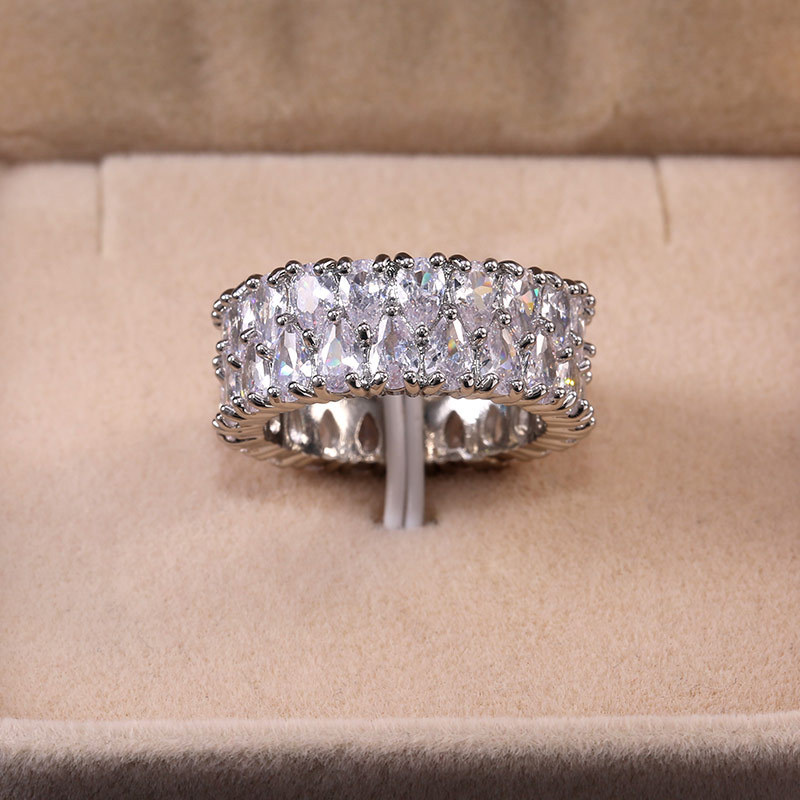 Moissanite Diamond Gemstone Wedding Rings For Women Men Inlay CZ Zircon Lovers Engagement Rings Party Gifts Fine Jewelry