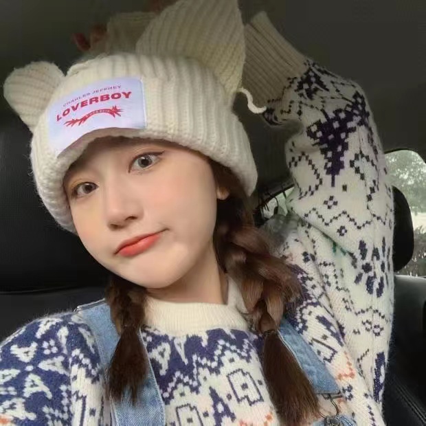 Same Hyunjin Children Beanie/Skull Street Kpop Caps Hendery Beanies WAYV Leeknew Knitted Cat Ear Hat Fashion Cute LoverBoy Casual Headwea yes