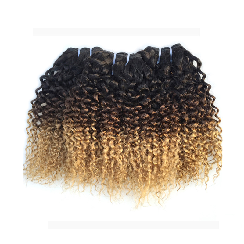Ombre 1B/4/27 Brazilian Kinky Curly Human Remy Virgin Hair Weaves 100G/Bundle Double Wefts 3Bundles/Lot Full And Soft