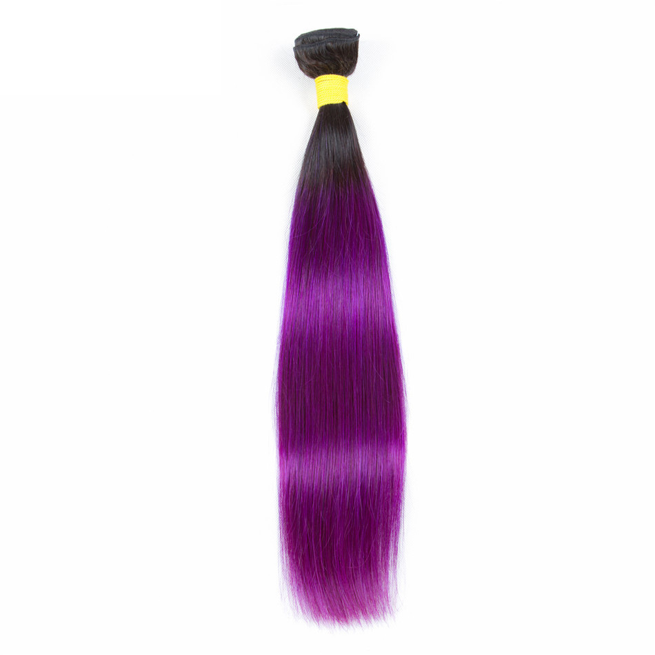 Ombre 1B/Purple Brazilian Straight Human Remy Virgin Hair Weaves 100G/Bundle Double Wefts 3Bundles/Lot