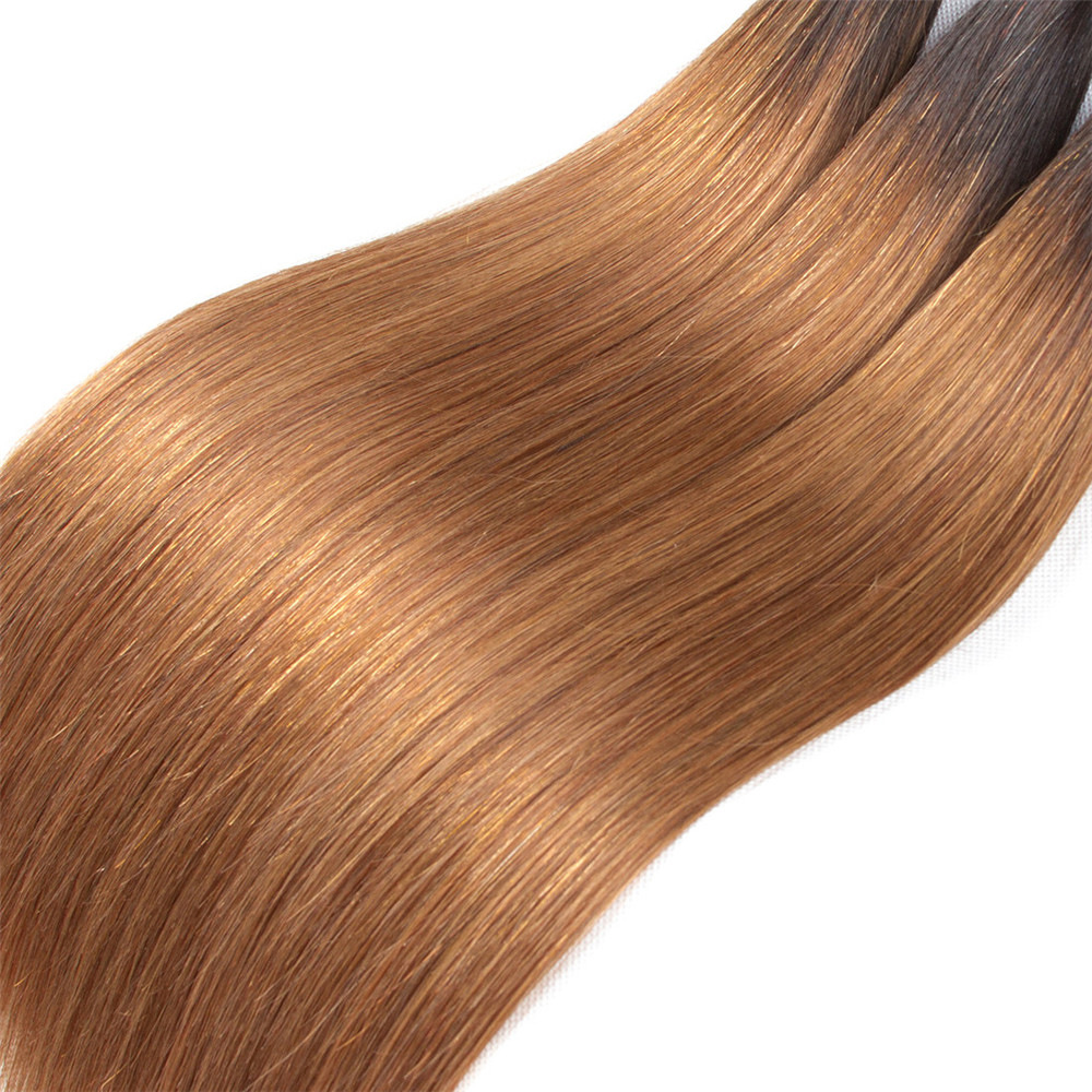 Ombre 1B/30 Brazilian Human Remy Virgin Straight Hair Weaves 100G/Bundle Double Wefts 3Bundles/Lot