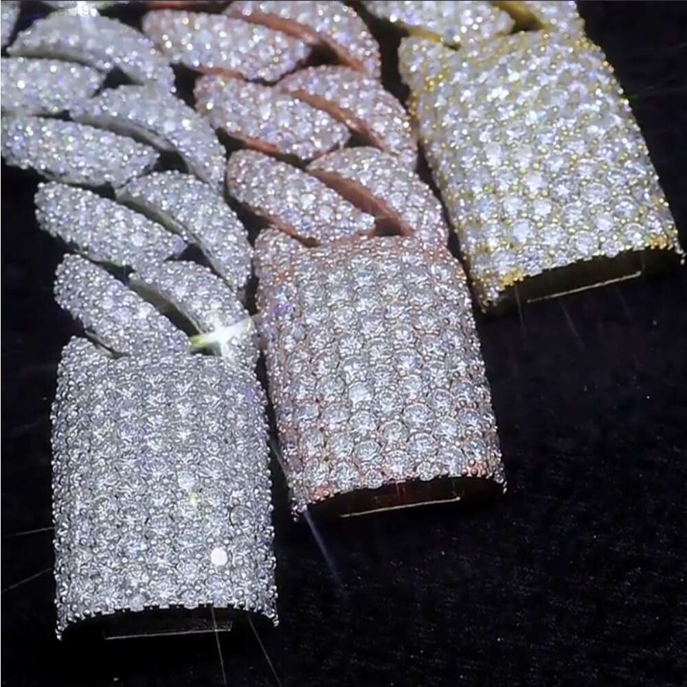 bracelet necklace mossanite Factory Price 20mm Luxury Cuban Link Chain Vvs Moissanite Hip Hop Jewelry Iced Out Bracelet