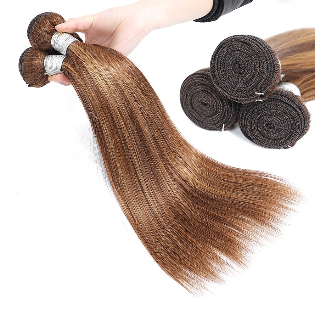Brazilian Straight Human Remy Virgin Hair Weaves P4/27 Highlight Color 100G/Bundle Double Wefts 3Bundles/Lot Full And Soft