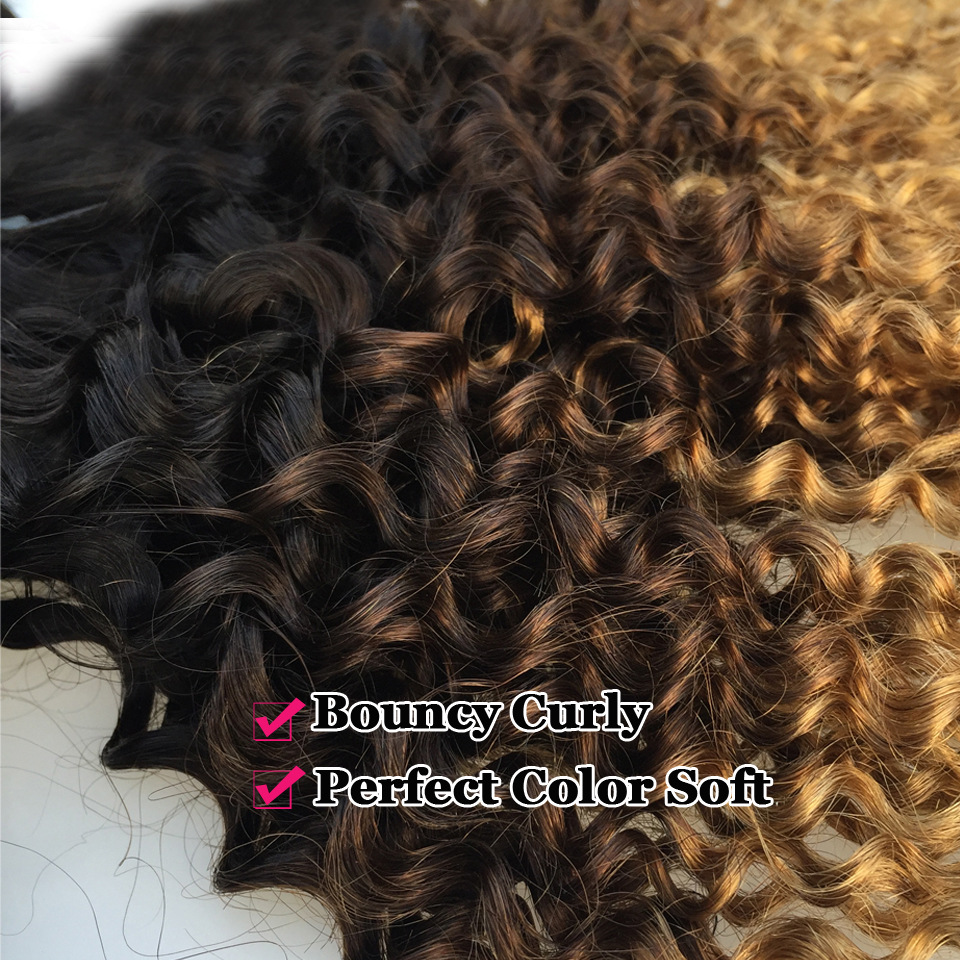 Ombre 1B/4/27 Brazilian Kinky Curly Human Remy Virgin Hair Weaves 100G/Bundle Double Wefts 3Bundles/Lot Full And Soft
