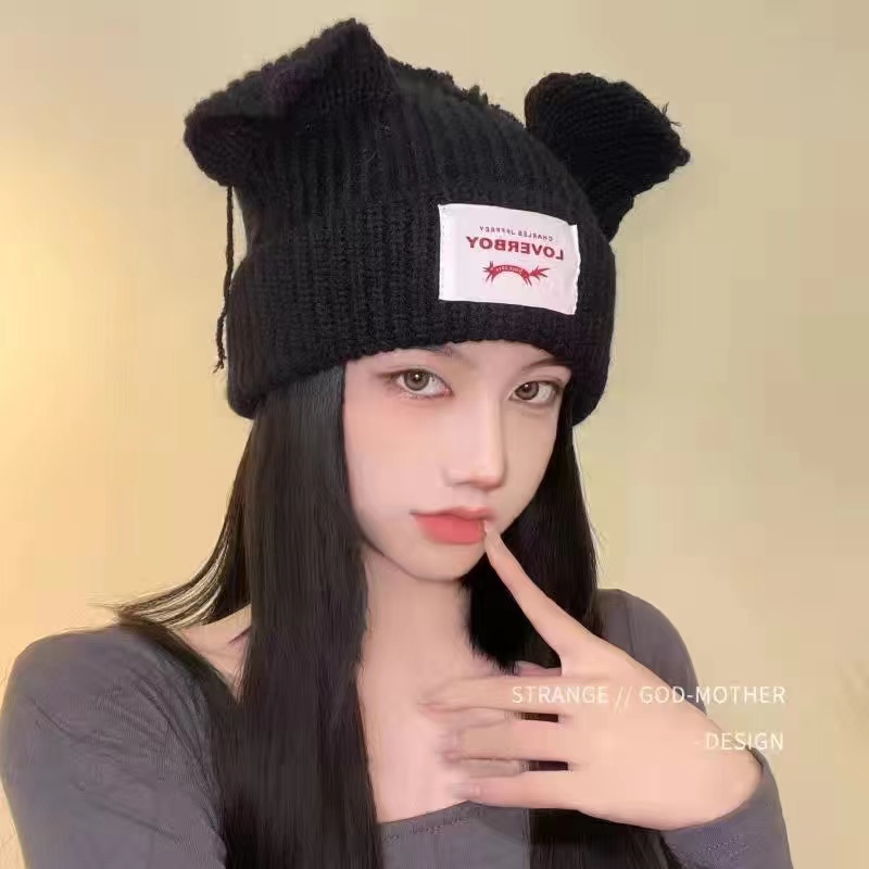 Same Hyunjin Children Beanie/Skull Street Kpop Caps Hendery Beanies WAYV Leeknew Knitted Cat Ear Hat Fashion Cute LoverBoy Casual Headwea yes