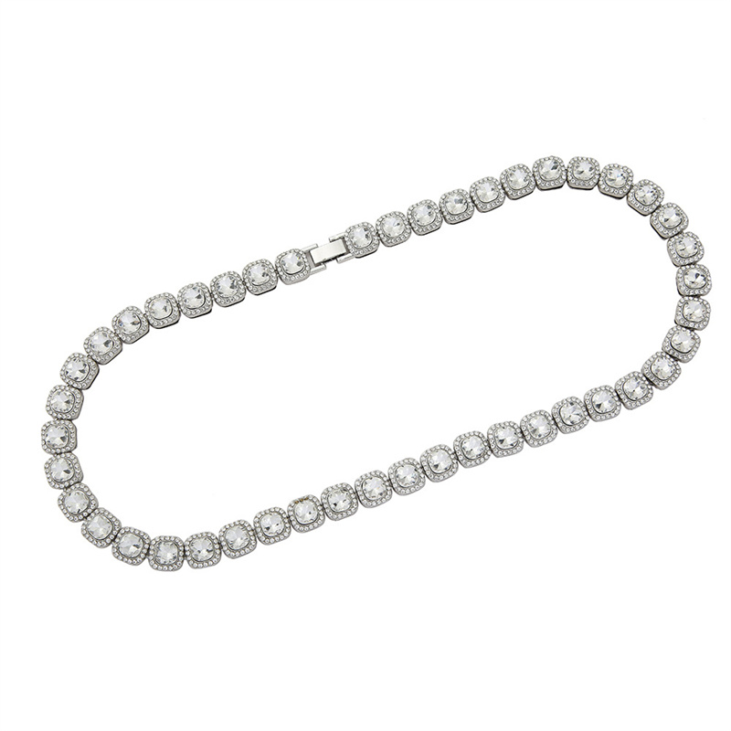 Hip hop Personality Men And Women Necklace Rock Sugar Diamond Choker Necklace Alloy Rhinestone Cuban Chain Necklaces