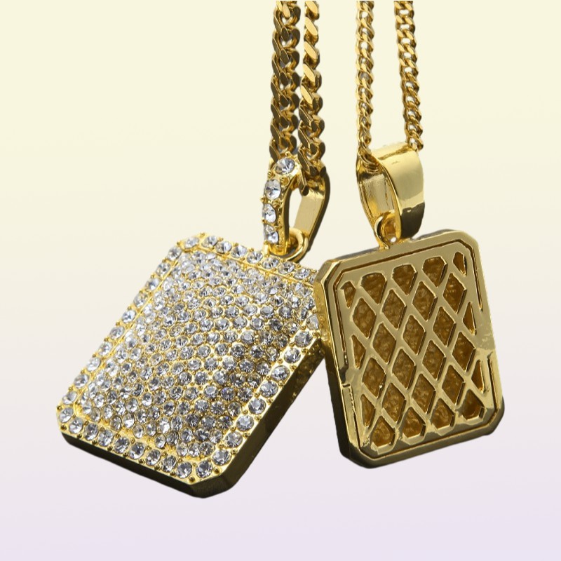Mens Gold Cuban Link Chain Fashion Hip Hop Jewelry with Full Rhinestone Bling Bling Diamond Dog Iced Out Pendant Necklaces