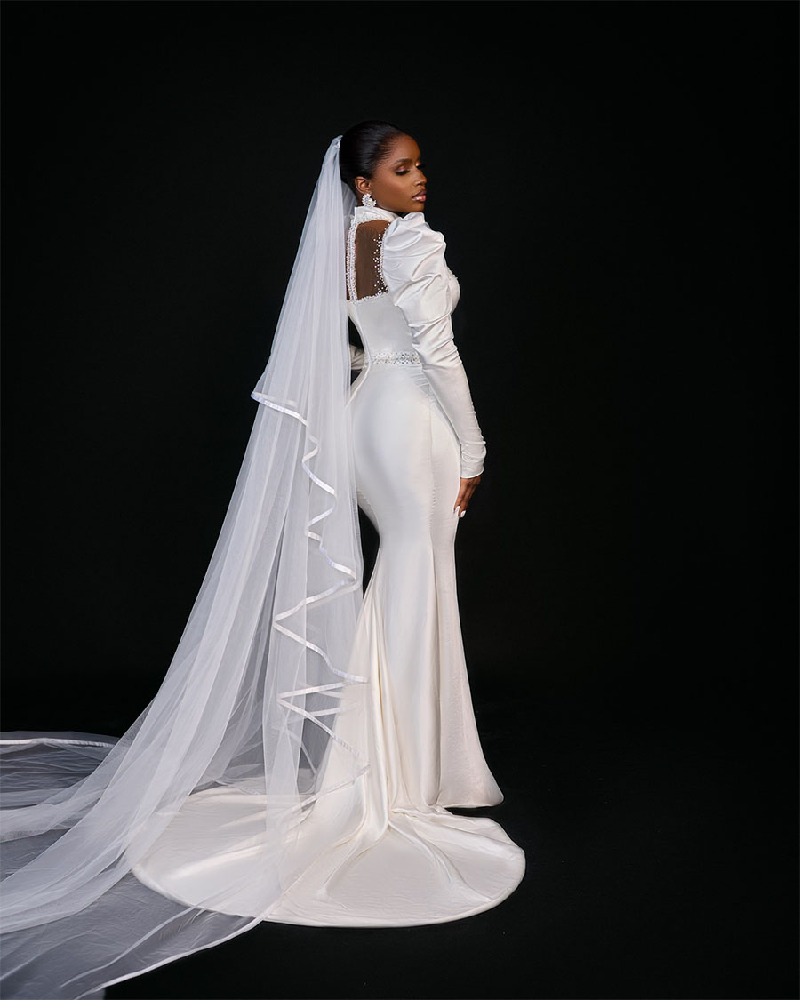 Arabic Aso Ebi Vintage 2024 Africa White Mermaid Wedding Dresses for Bride High Collar Long Puff Sleeve See Through Beading Garden Stain Muslim Bridal