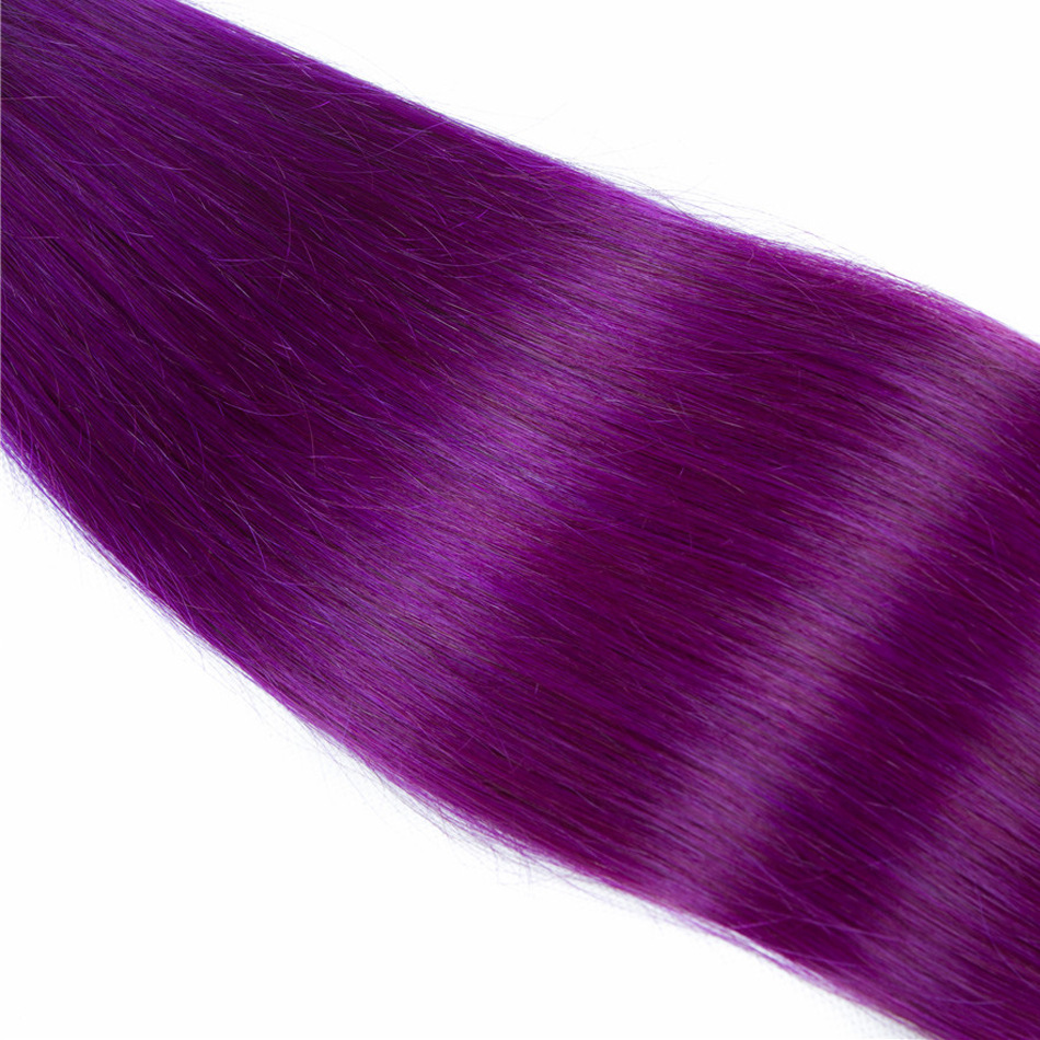 Ombre 1B/Purple Brazilian Straight Human Remy Virgin Hair Weaves 100G/Bundle Double Wefts 3Bundles/Lot