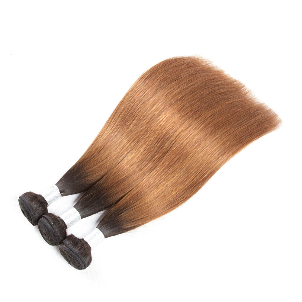 Ombre 1B/30 Brazilian Human Remy Virgin Straight Hair Weaves 100G/Bundle Double Wefts 3Bundles/Lot