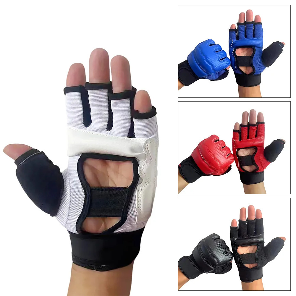 Half Finger Boxing Gloves PU Leather MMA Fighting Kick Boxing Gloves Karate Muay Thai Training Workout Gloves 240125
