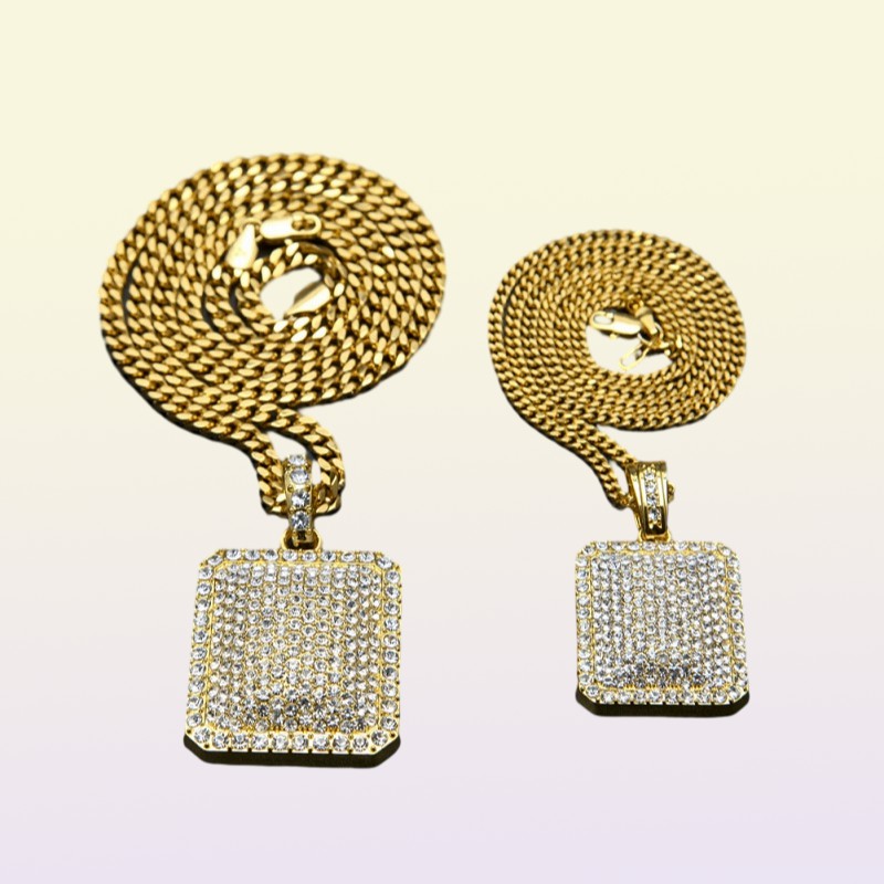 Mens Gold Cuban Link Chain Fashion Hip Hop Jewelry with Full Rhinestone Bling Bling Diamond Dog Iced Out Pendant Necklaces