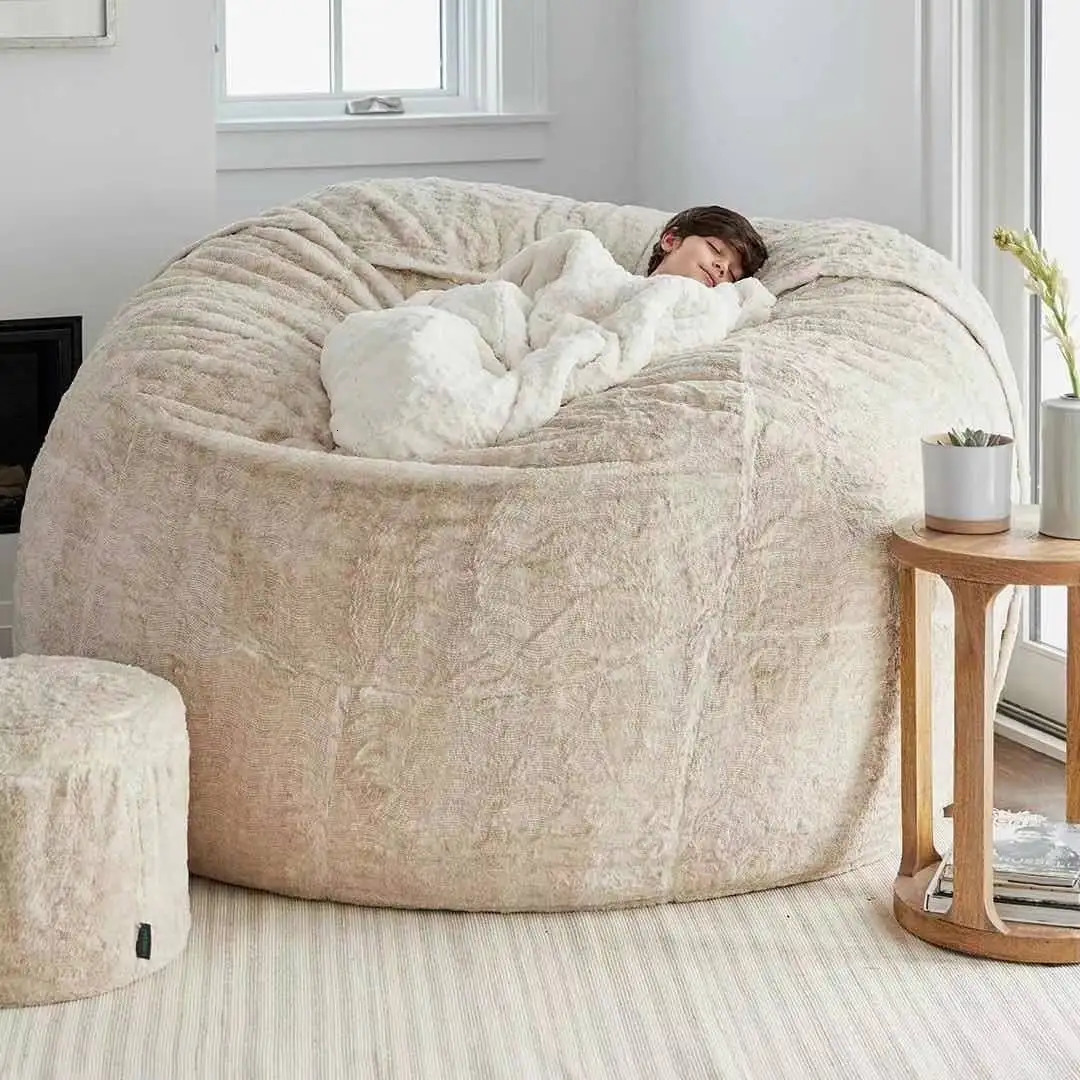 135-180CM Lazy BeanBag Sofas Cover Chairs without Filler Linen Cloth Lounger Seat Bean Bag Pouf Puff Couch Tatami Living Room 240118 - view 6