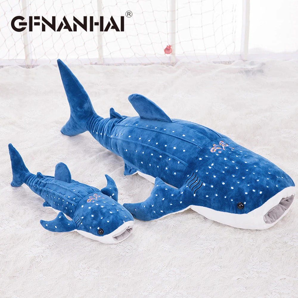 1pc 56cm cartoon simulation blue shark plush toy stuffed soft creative animal whale dolls cushion for children birthday gif 240122