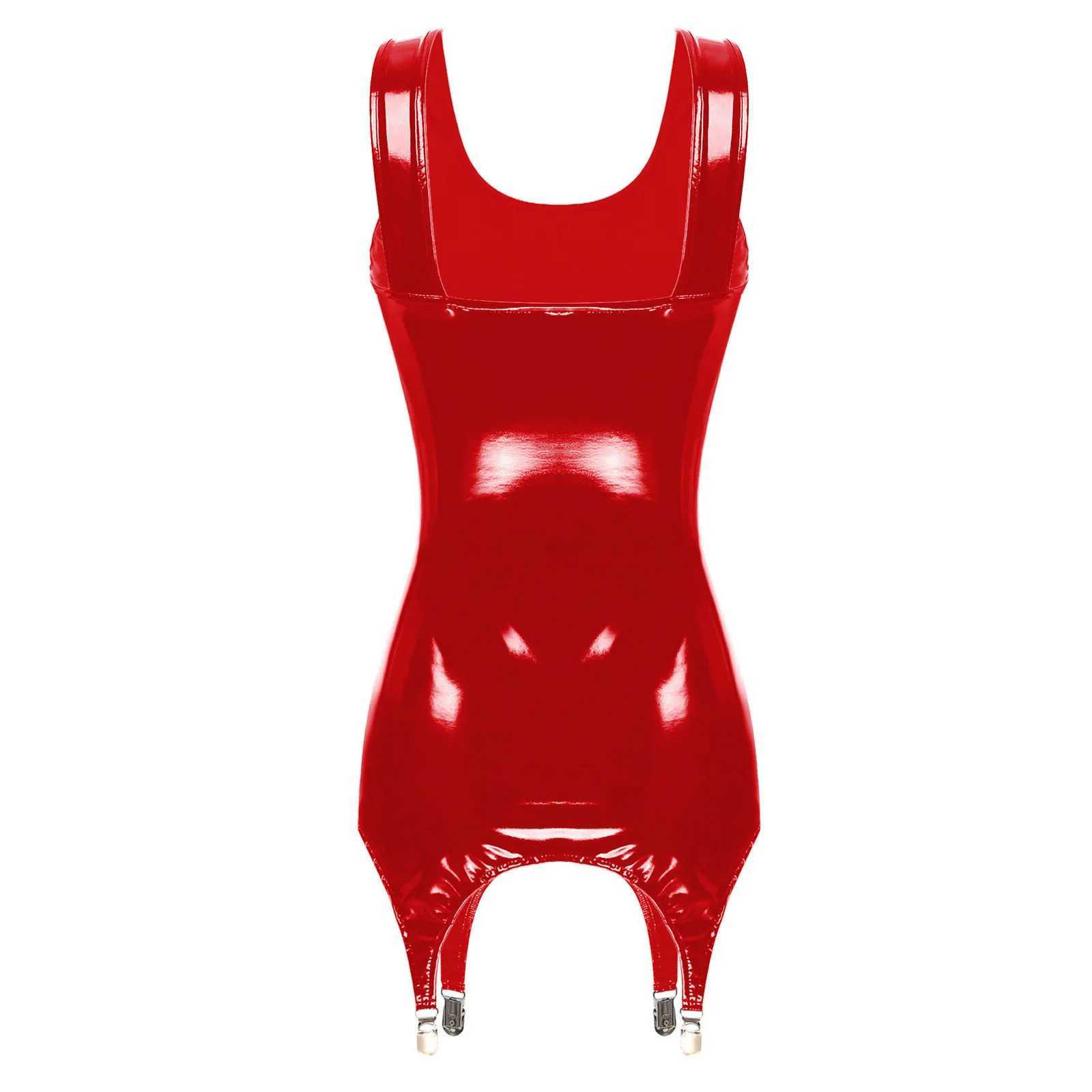 Sexy Set Women Latex Leather Erotic Dress Sexy Costumes Backless Teddy Babdydoll Dress Lady Bodysuit Party Sexy Lingerie Bodycon Dress