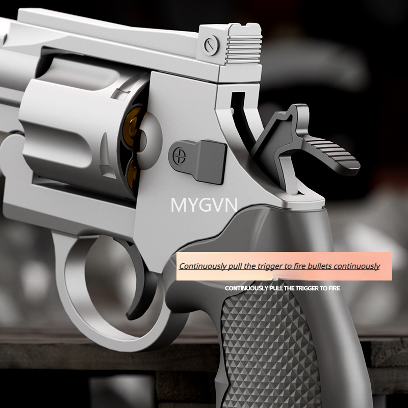 Revolver Soft Bullets Toy Gun Shell Ejection Pistol Manual Continuous Firing with Silencer Fake Gun Outdoor Cs Game Prop Birthday Gifts